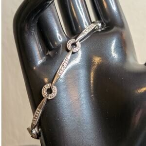 Silver Tone Circle Bar RL Tennis Bracelet
